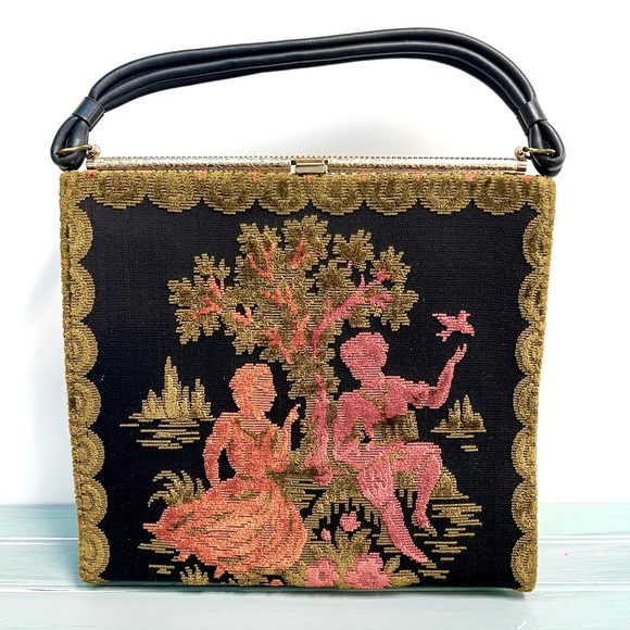 Vintage Handbags - Vintage Embroidered Chenille Handbag